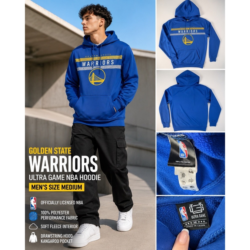 Golden State Warriors Men's M Hoodie Blue Ultra Game NBA Pullover Sweatshirt